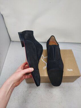 Christian Louboutin MENS Black Alpha Male Suede Oxford Shoe